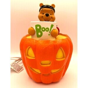 Disney 1999 Winnie The Pooh Halloween Blow Mold BOO Pumpkin Light Up Vintage EUC